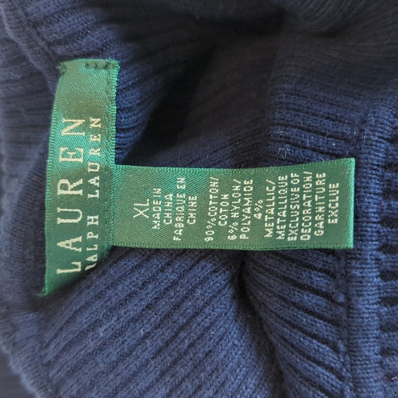 Ralph Lauren sweater gold & blue striped turtleneck size XL - Picture 12 of 16